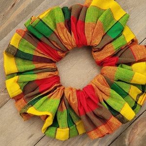 Scrunchie Yellow plaid Large size